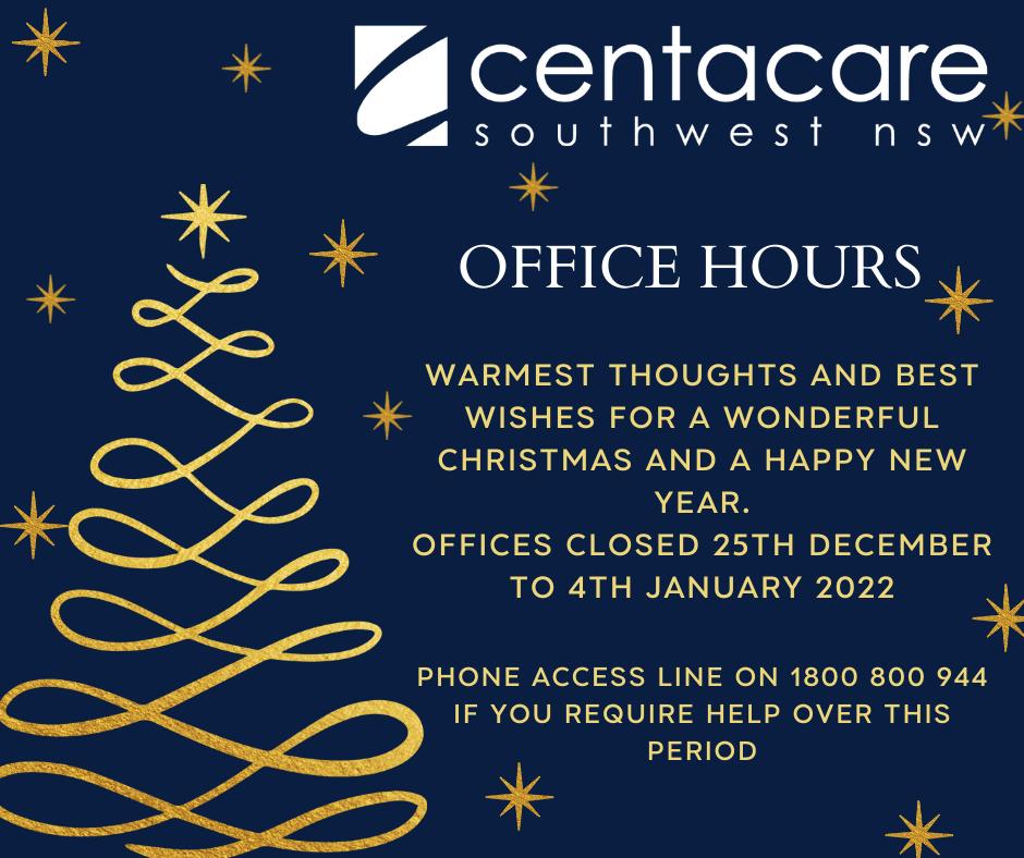 Centacare would like to wish everybody a Merry Christmas and looking forward to seeing you in the New Year.