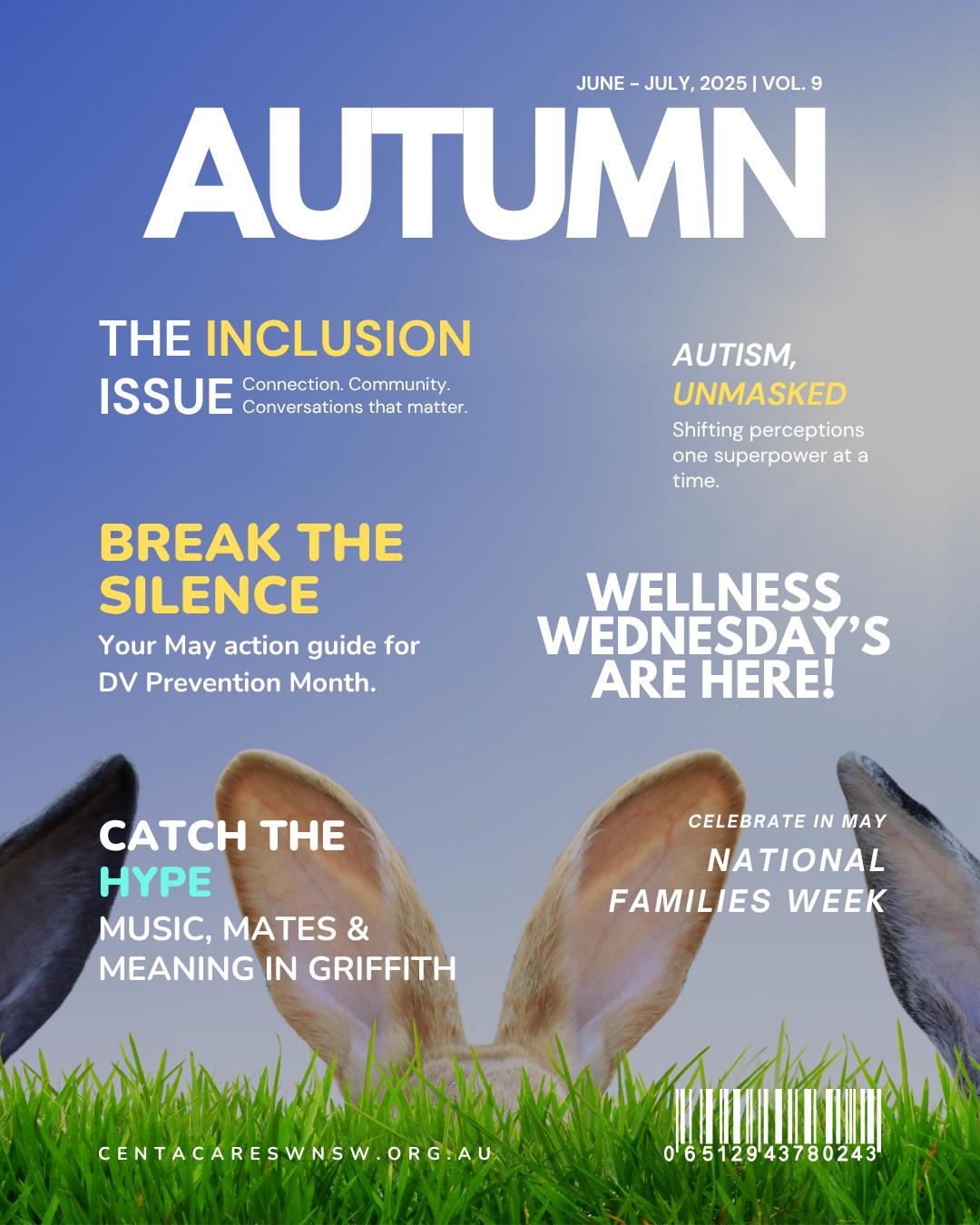 easter bunny ears poking over grass - Autumn Vol.8 issue centacare swnsw newsletter